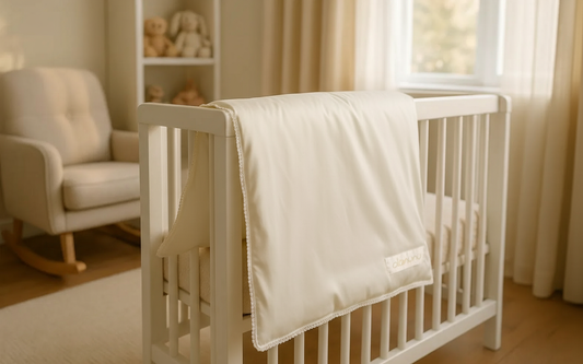 Mulberry silk duvet in white for toddler bed, hypoallergenic