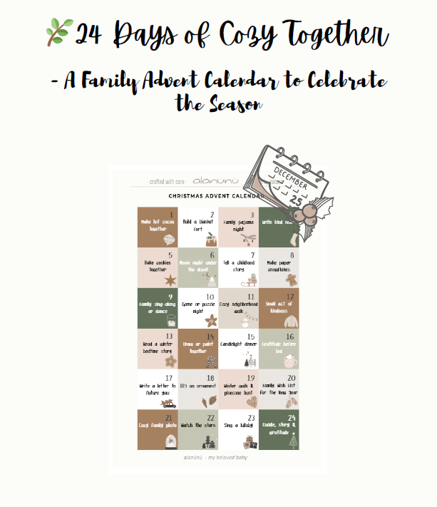 24 Days of Cozy Together: A Mindful Advent Calendar for Families
