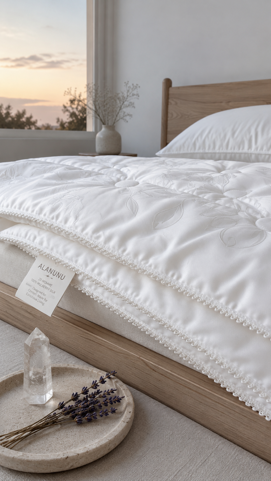 ALANUNU MULBERRY SILK DUVET and The Crown Chakra 