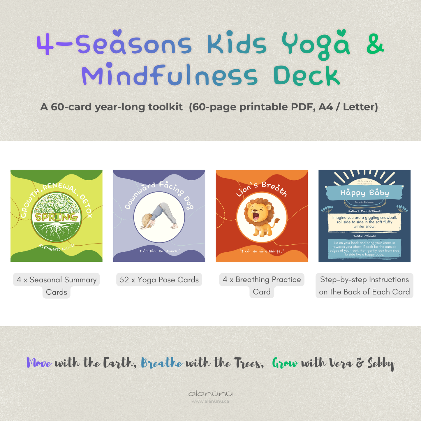 4 Seasons Kids Yoga & Mindfulness Printable Deck