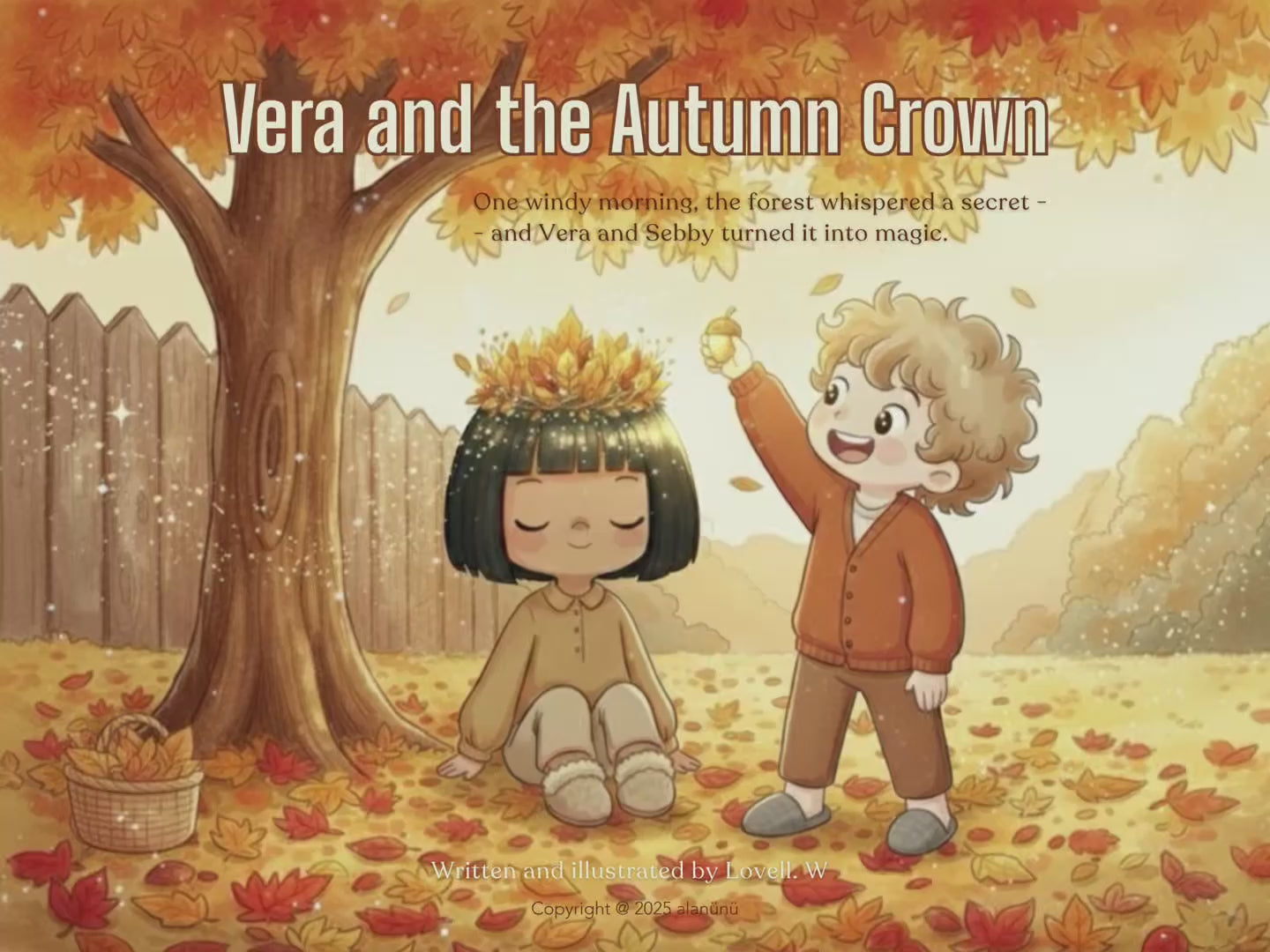 Load video: When a swirl of autumn color fills Willowmere Valley, Sebby races to collect every leaf in sight. But when his basket overflows into a giant pile of chaos, Vera’s calm hands and quiet wisdom bring magic to the whirlwind.Together, they craft something extraordinary - an Autumn Crown that glows with the golden energy of Sebby’s heart and the gentle balance of Vera’s mind. And at its very top rests one tiny, perfect acorn: a reminder that every bit of wild energy can find its place in calm beauty.